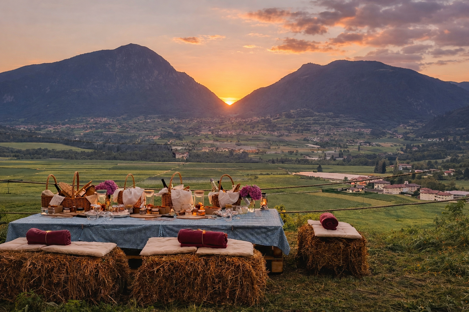 Picnic fino al Tramonto da Agriconda in Trentino tra luce di maggio e panorama aperto